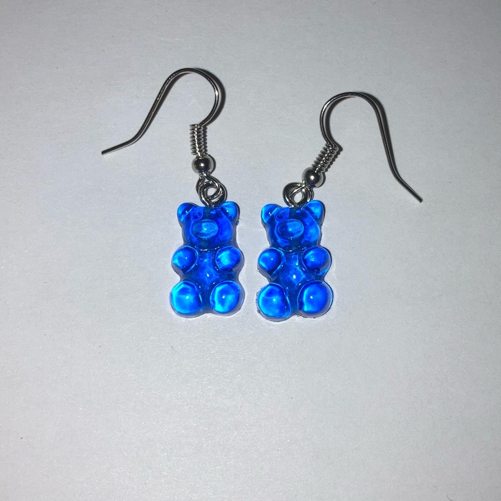 Blue Iridescent Gummy Bear Earrings